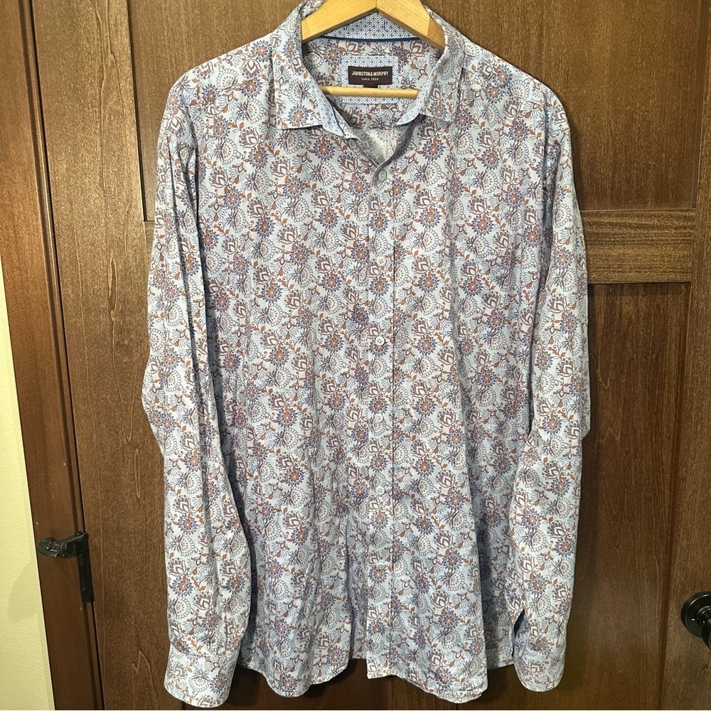Johnston & Murphy Camelot Blue and Brown Shirt